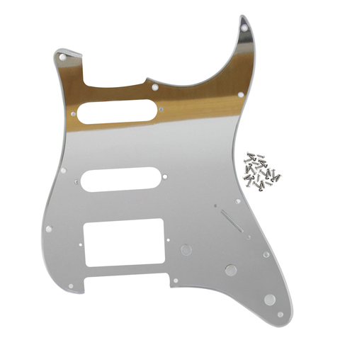 NEW 11 Hole SSH Guitar Pickguard HSS Scratch Plate & Screws for Strat Style Electric Guitar ,Silver Mirror ► Photo 1/6