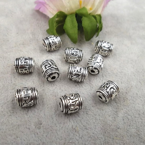 20pcs Tibetan Silver Buddhism Scriptures Barrel Space Beads Decoration Unisex Metal Prayer Loose Beads DIY Jewelry Accessories ► Photo 1/3