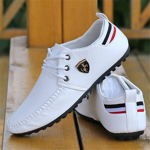 2022 White Flax Breathable Color Slip Men Driving Shoes Size 38-44 Autumn Flats Lace-Up Men's Peas Shoes The British Sneakers ► Photo 1/6