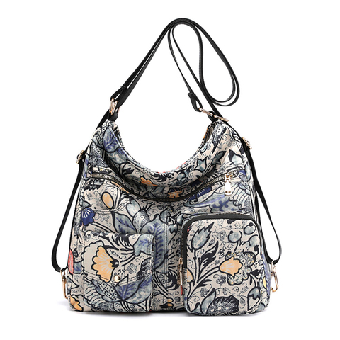 Fashion Woman Nylon Laptop Backpack Multifunctional Floral Zipper Soft Travel Bag Mochila Feminina School Bags For Teenage Girls ► Photo 1/6