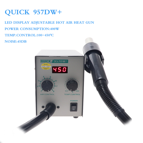QUICK 857DW+  957DW+  LED Display Adjustable Hot Air Heat Gun With Helical Wind 400W SMD rework station Hot air station ► Photo 1/6