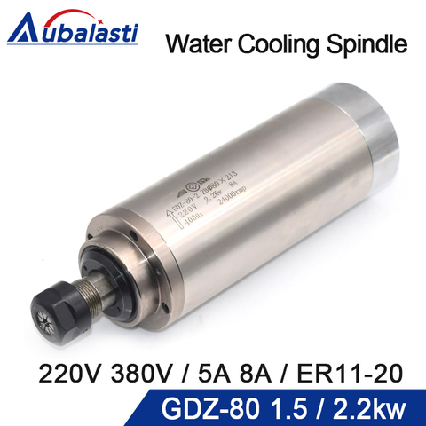 Water Cooling Spindle GDZ-80 1.5KW 2.2KW ER11 ER16 ER20 Voltage 220V 380V 5A 8A for CNC Router Machine ► Photo 1/6