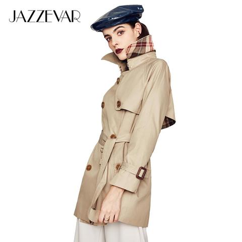 JAZZEVAR New 2022 High Fashion Women's Waterproof Cotton Double-breasted Short Trench Coat Outerwear Top Quality ► Photo 1/1