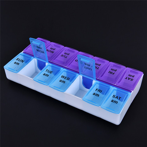 1PC 2 Row 14 Grids Medicine Storage Organizer Container Case Weekly 7 Days Tablet Pill Drug Box Holder Dispenser Health Care ► Photo 1/6