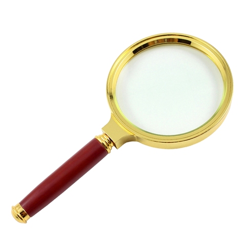 Portable Handheld 10X Magnifying Glass 60mm 70mm 80mm Retro Handle Magnifier Eye Loupe Glass Multi Outdoor Survival Tools ► Photo 1/6