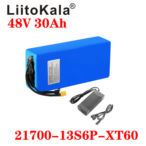 LiitoKala 48V 30Ah 21700 5000mah 13S6P Lithium ion battery Scooter Battery 48v 30ah Electric Bike Battery XT60 48V2A charger ► Photo 1/6