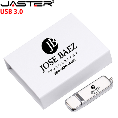 JASTER White Leather Memory Flash Drive 4GB 8GB 16GB 32GB 64GB 128GB USB 3.0 Pendrive Disk With Black Box Packing Custom Logo ► Photo 1/6