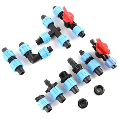 2pcs 16mm Micro Irrigation Drip Tape Connectors Pipe Fittings Thread Locked More Fixed Pipe Hose Joints Garden Water Connector ► Photo 1/6