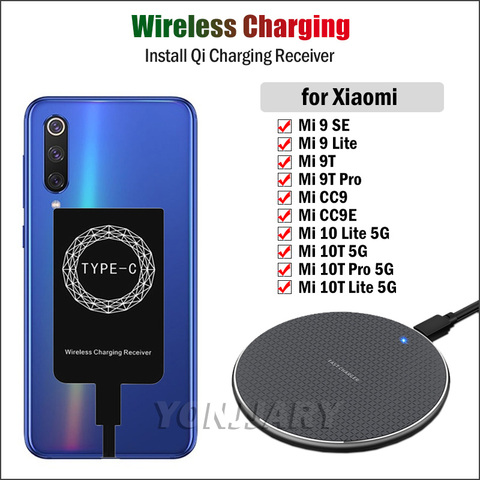 Qi Wireless Charging Receiver for Xiaomi Mi 10T Pro 5G 10 Lite Mi 9 SE 9T Pro CC9 CC9E Wireless Charger Type-C Charging Adapter ► Photo 1/6