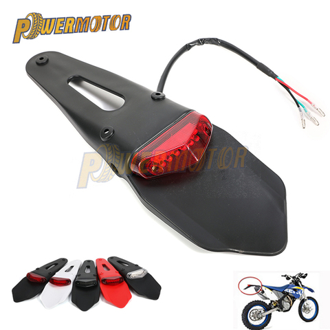 Universal Motorcycle Rear Fender With 12V LED Taillight Brake Lamp For SUZUKI KTM HUSQVARNA TE250 TE300 RMZ250 RMZ450 DRZ40 ► Photo 1/6