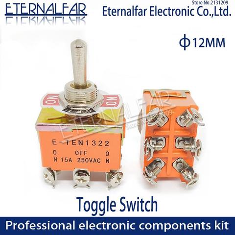 High end Quality Silver Contact E-TEN1322 DPDT 12MM 15A 250V AC ON-OFF-ON 6Pin Reset Rocker Toggle Slide Switch Waterproof Boott ► Photo 1/5