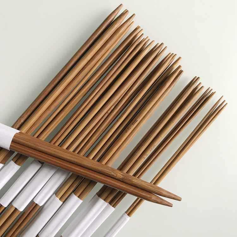 Weave Tool Bamboo Needle  Carbonized Double Head Needle Straight Needle  for Knitting Sweater Knit Set 11*4pcs/set  25cm ► Photo 1/4