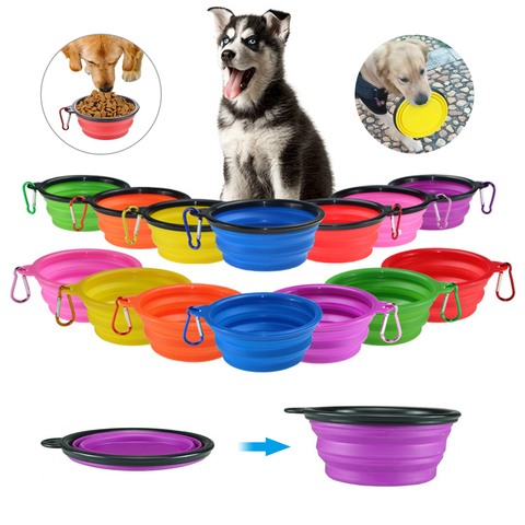 Dog Travel Silicone Bowl Portable Foldable Collapsible Pet Cat Dog Food Water Feeding Travel Outdoor Bowl  Pet Accessories ► Photo 1/6