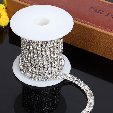 Prajna Silver Strass Rhinestones Two Rows Crystal Rhinestones Sewn For Clothes Crystal Rhinestones Needlework Crafts For Jewelry ► Photo 1/6