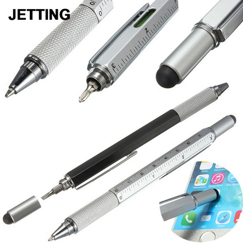 1PC 6 In 1 Touch Ballpoint Stylus Pen With Spirit Level Ruler Screwdriver Tool Office School Supplies Best Gifts ► Photo 1/6