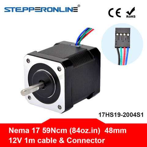 Nema 17 Stepper Motor 48mm 42BYGH Stepping Motor 2A (17HS19-2004S1) Motor 4-lead 1m Cable for 3D Printer CNC XYZ Motor ► Photo 1/6