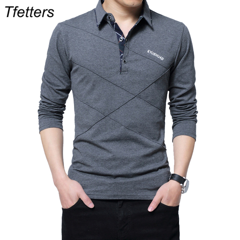 TFETTERS Brand T Shirt Men Long T-shirt Turn-down Stripe Designer T-shirt Slim Fit Loose Casual Cotton T Shirt Male Plus Size ► Photo 1/6