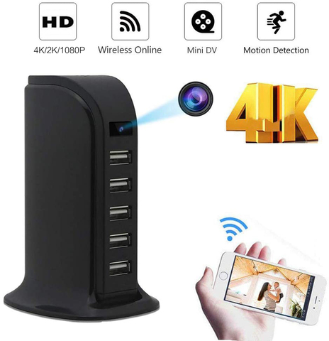 New HD 4K Mini Wifi Charger Camera Real-time Surveillance Motion Detection Loop Recording Wireless Recorder support Hidden TF ► Photo 1/6