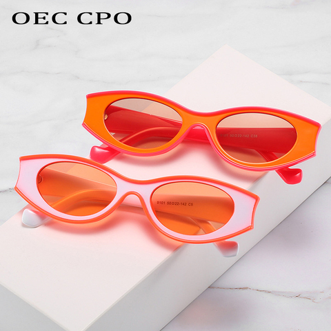 OEC CPO Vintage Cat eye Sunglasses Women Fashion Small Colorful Sun Glasses Men Retro Steampunk Eyewear Shades UV400 Oculos O815 ► Photo 1/6
