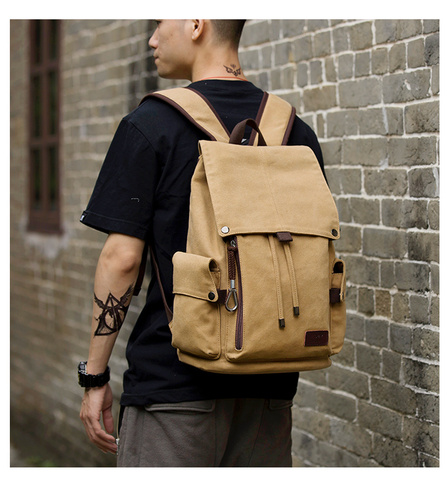 Multifunction Fashion Men's Backpack Vintage Canvas Backpack School Bag Men's Travel Bags Large Capacity Travel Laptop Backpack ► Photo 1/6