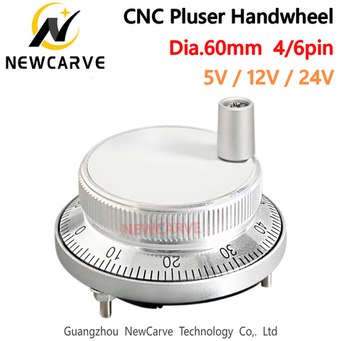 60mm 5V 12V 24V CNC Pulser Electronic Handwheel 4 6 Pin Pulse 25 100 Manual Pulse Generator Rotary Encoder NEWCARVE ► Photo 1/6
