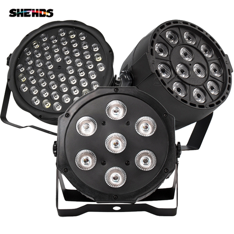 Free Shipping Best New Flat LED Par 7X12w/7X18W RGBW Quad Stage Wash Light DMX512 Controller DJ Equipment Disco Night Club Show ► Photo 1/6