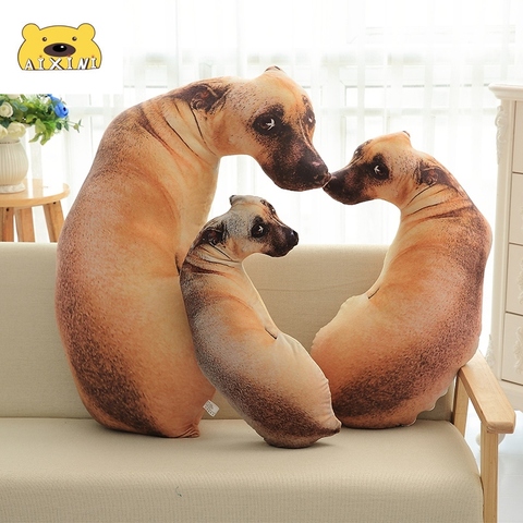 Dog Plush 3D Cute Bend Dog Printed Throw Pillow Lifelike Animal Funny Dog Head Cosplay Children Favorite Toy Cushion for Home ► Photo 1/2