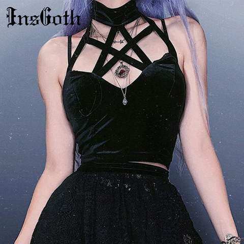 InsGoth Hallow Out Black Camis Women Sexy Tank Tops Gothic Pentagram  Bandage Halter Female Backless Bodycon Tank Tops Streetwear - Price history  & Review, AliExpress Seller - INSGOTH Official Store