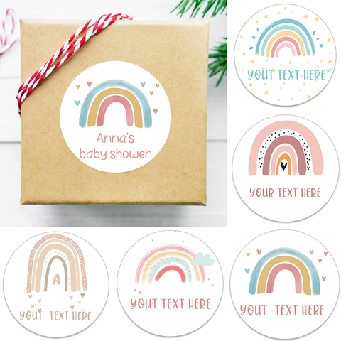 Round Cartoon Customized Stickers Cute Rainbow Sticker For Birthday Baby Shower Handmade Gift Decor Labels Kids Reward Stickers ► Photo 1/6