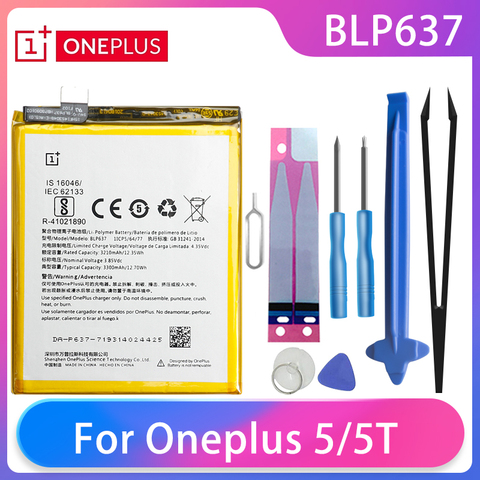 Original Oneplus 5/5T A5001A5010 Phone Battery BLP637 3300mAh High Capacity One Plus Phone Batteries Free Tools Phone AKKU ► Photo 1/6