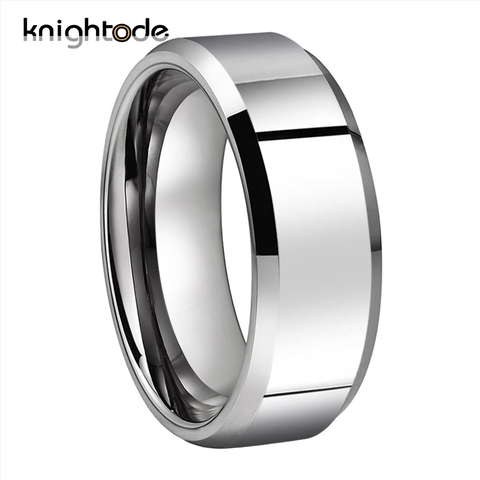 6mm 8mm Classic Tungsten Carbide Wedding Band For Men Women Birthday Gift Tungsten Ring Flat Band Beveled Polished Comfort Fit ► Photo 1/6
