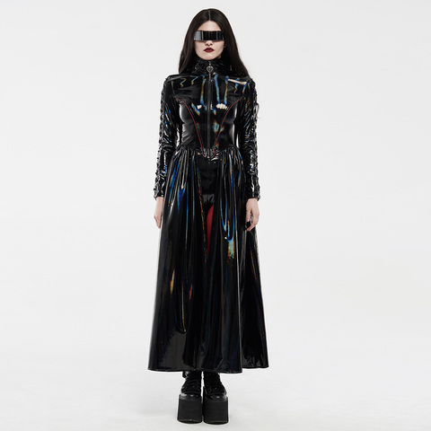 PUNKRAVE Women's Punk Rock Laser Long Jacket Rococo Cool Fashion Hoodies Knife Split Stage Performance Party Costume ► Photo 1/6