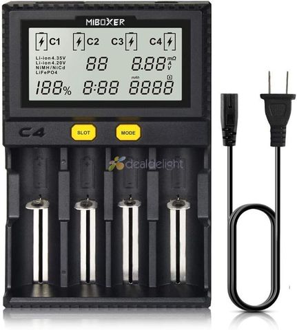 C4 Miboxer Battery Charger Smart 4 LCD Slots for 10340 10440 AA AAA 14500 18650 26650 Battery Charger Universal Charger ► Photo 1/6