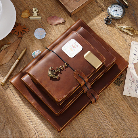 Handmade Notebook Leather Multifunctional Retro Spiral Diary Rope Travel Notebook Classic Memorial Book School Office A5 A6 A7 ► Photo 1/6