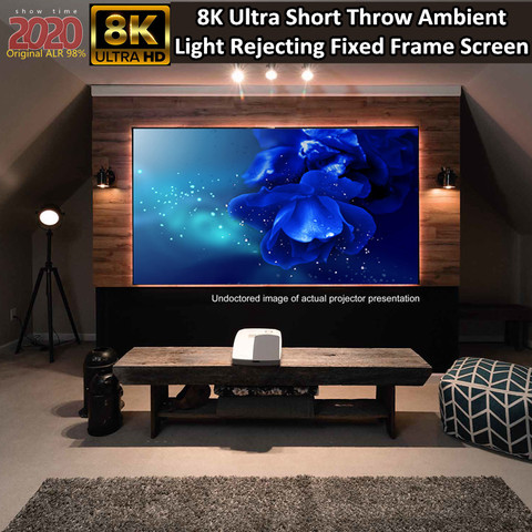 T-USTALR-FH 16:9 HDTV High Level 8K Ultra short throw Optical Slim Bezel Fixed frame Projector Screen ► Photo 1/6