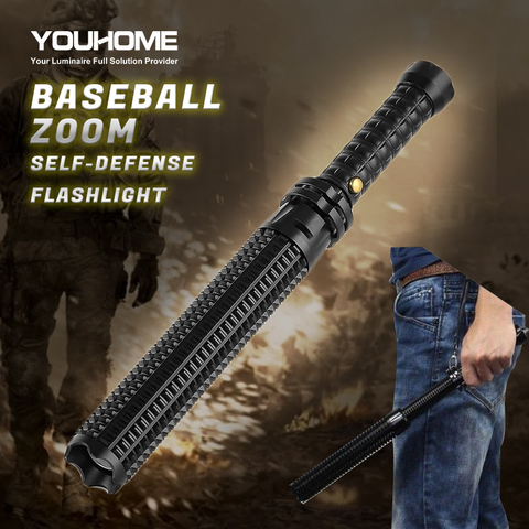 Baseball Bat LED Flashlight CREE L2 Super Bright Zoomable waterproof outdoor lamp alu. alloy Torch for Emergency Self Defens ► Photo 1/6