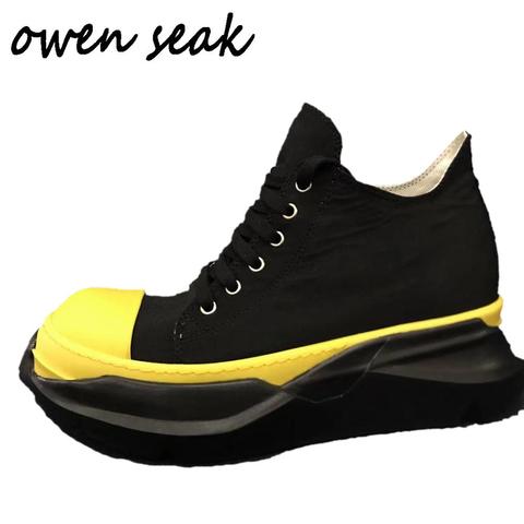 21ss Owen Seak Men Canvas Shoes Luxury Trainers Boots Lace Up Sneakers Casual Women Height Increasing Flats Black Shoes ► Photo 1/4