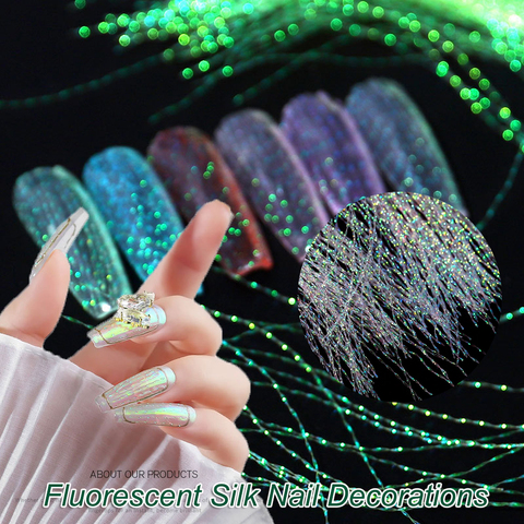 1 Pack Acrylic Shining Fluorescent Filament Design Nail Decor Holographic Colorful Line Silk DIY Manicure Nail Art Decorations ► Photo 1/6