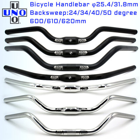 UNO Bicycle Swallow Handlebar M Type Aluminum Alloy 31.8 x 600/610/620mm Black Silver Retro Comfort City Road Bike Handlebars ► Photo 1/6