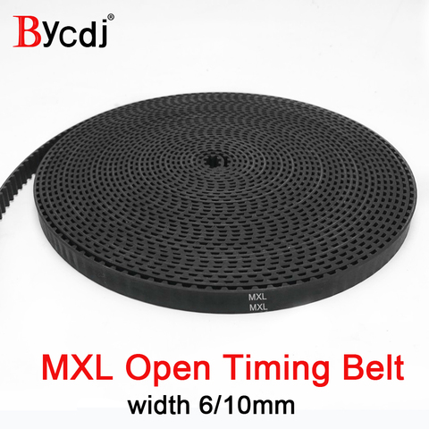 Bycdj Trapezoid MXL Open Synchronous Timing belt Black  Rubber Neoprene fiberglass width 6/10mm Pitch 2.032mm CNC stepper Motor ► Photo 1/3