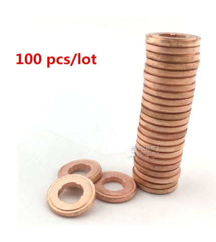 100pcs 7x15mm EURO-III common rail injector nozzle copper pad gasket for diesel injector sealing, diesel pump repair tool parts ► Photo 1/3