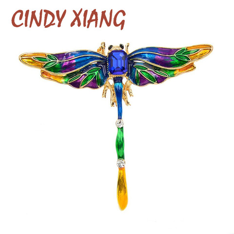 CINDY XIANG Colorful Crystal Dragonfly Brooches For Women Enamel Fashion Insect Pin Autumn Design Coat Accessories High Quality ► Photo 1/6