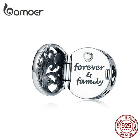 bamoer Family Tree Round Charm for Women Sterling Silver 925 Beads forBracelet Engrave Forever Love  Charms 2022 Design SCC1259 ► Photo 1/6