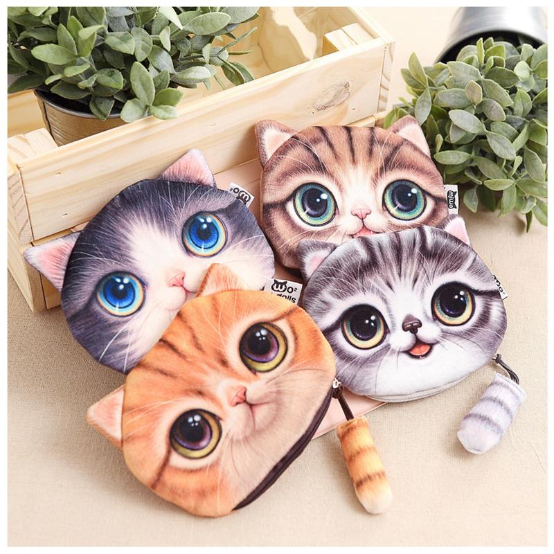 Girl Cartoon Dog And Cat Buckle Coin Purses Mini Size Wallet 