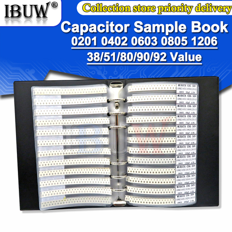 950PCS 2550PCS 4500PCS 0201 0402 0603 0805 1206 Capacitor sample book ibuw SMD Assorted Kit 10uf 1nf 100pf 10nf ► Photo 1/5