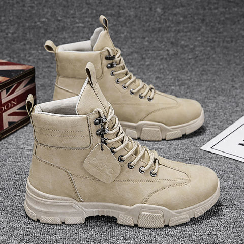 2022 New Men Boots Leather Waterproof Lace Up Military Boots Men Winter Ankle Lightweight Shoes for Men Winter Casual Non Slip ► Photo 1/6
