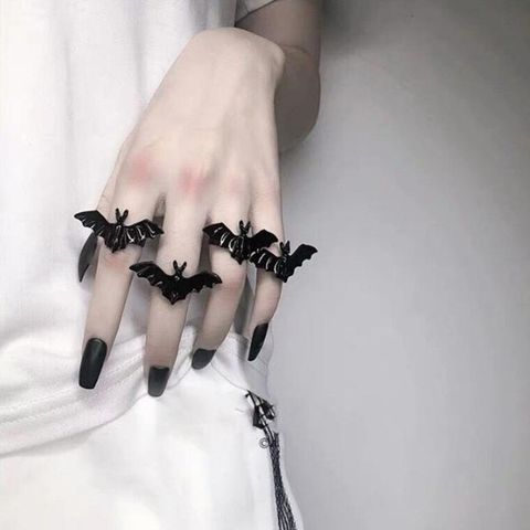 Cute Halloween Ring Black Bat Opening Adjustable Gothic Stretch Ring Band Unisex Jewelry ► Photo 1/6