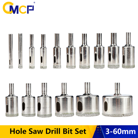 CMCP Diamond Coated Hole Saw Drill Bit Set Cutter 3-60mm Diamond Core Drill Bits For Glass Marble Tile Granite Drilling ► Photo 1/6
