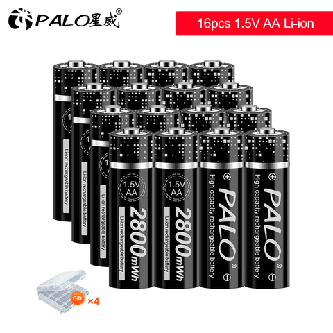PALO New Rechargeable AA Battery Li-ion 1.5V Lithium 2800mAh Bateria for Remote Control Electronic Toys LED Light Shaver Radio ► Photo 1/6