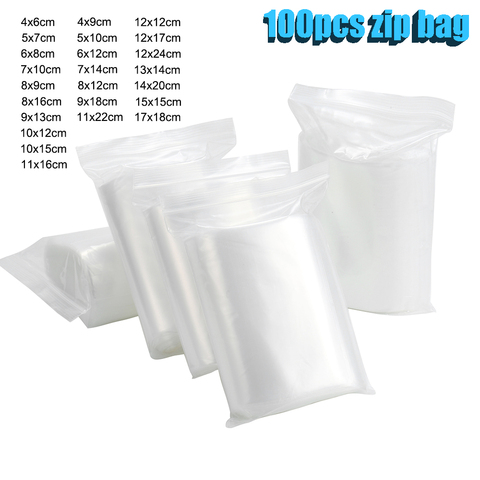 100Pcs Clear Zip lock poly Bags Thick Plastic Reclosable Ziplock Small Jewelry Package Storage Bag ► Photo 1/6